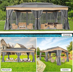 COBIZI Gazebo 12x20 Heavy Duty Gazebos with Curtain and Netting Outdoor Gazebo Canopy Double Roof Patio Gazebos with Metal Steel Frame for Patio, Garden, Backyard (Gray)