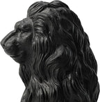 Glitzhome Guardian Sitting Lion Garden Statue MGO Outdoor Decoration, 27.75" H, Black