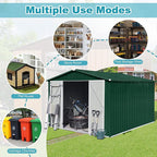 Sheds & Outdoor Storage 8 ft × 10 ft Storage Shed Large Classic Apex Roof Metal Garden Storage Sheds with Hinged Door Tool Cabinet for Backyard, Patio, Poolside, Green