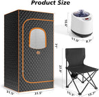 Portable Sauna Box, Personal Steam Sauna for Home with Steamer, Remote Control, Folding Chair and Mat, Portable Steam Sauna Tent, Home Spa for Relaxation