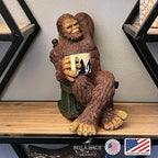 Bella Haus Bigfoot Garden Statue | Sasquatch Enjoying Morning Coffee | Whimsical Bigfoot Cabin Décor for Yard Patio Office or Home | Mythical Coffee-Loving Sasquatch Figurine | Hand-Painted Resin