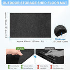 3 mm Thickened Outdoor Storage Shed Mat, 3x5 ft Waterproof Shed Flooring Mat for Patio Furniture Floor Protecting from Wear/Liquid/Dust/Oil, Non-Slip Felt Rubber Rug Pad [Grey]