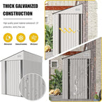 4×8 FT Outdoor Metal Storage Shed,Heavy-Duty Lean to Storage Shed with Lockable Single Side Hinge Door,Waterproof Metal Storage Tool House W/Sloping Roof,Air Vent&Protect Film,for Backyard,White