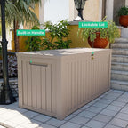 200 Gallon Large Deck Box,Resin Outdoor Storage Box with Lockable for Patio Furniture, Garden Tools Waterproof Outside Storage Box, (Grey)