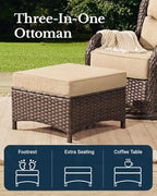 HILLGA Luxury Patio Furniture Set with 6-inch Thick Cushion, Outdoor High Back Swivel Rocker Patio Chairs, 5PCS Wicker Conversation Set for Deck Yard and Poolside, Beige (V2)