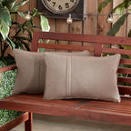 Greendale Home Fashions Sunbrella 21" x 14" Rectangle Outdoor Throw Pillow with Removable Cover (Set of 2), Cast Shale 2 Count
