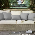 LVTXIII Outdoor Throw Pillows 20x20 Patio Waterproof Square Pillows with Piping Fade Resistant Accent Pillow for Spring Summer Garden Decoration, Set of 2, Strip Grey