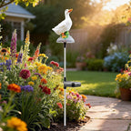 Solar Porch Goose Statue Garden Decor, 29 inch with Motion-Activated Sound Outdoor Decor for Lawn Patio Yard Balcony - Unique Gift for Garden Lovers