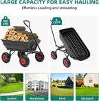 Garden Carts-600lbs Wagon Wheelbarrows with 4 Anti-Slip Tires & Quick-Release Dumping,Heavy Duty Utility Garden Dump Cart for Yard,Landscape and Christmas Hauling