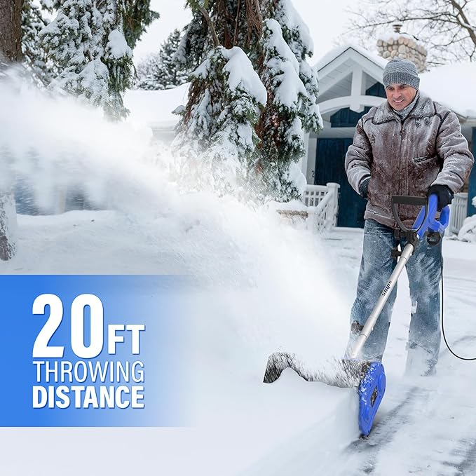 SOYUS Electric Snow Shovel, 11-Inch 10 Amp Corded Snow Shovel for Driveway, Snow Blower with Adjustable Front Handle, 300lbs/Minute