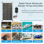 Voltset Solar Panel Charger Kit: 100W 12V Solar Panel with 20A Solar Charge Controller, Monocrystalline Solar Panel for RV Battery Car Trailer Marine Boat Caravan and Other Off Grid System