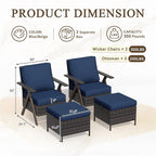 Outdoor Patio Wicker Chair Set of 2, Bistro Chair Set Patio Conversation Sets for Garden Lawn & Poolside