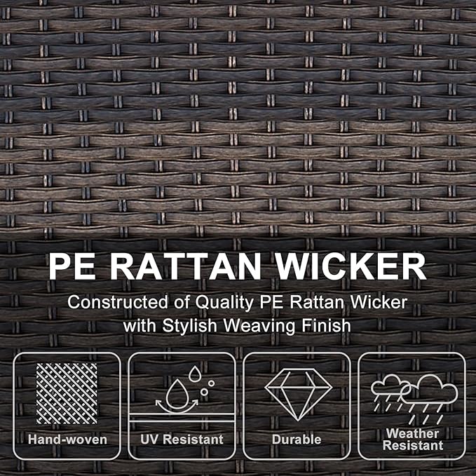 HUMMUH 6-Piece Patio Furniture PE Wicker Outdoor Conversation Set,All-Weather Rattan Swivel Rocker Chairs Outdoor Couch Ottomans for Backyard,Poolside,Deck