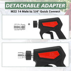 RIDGE WASHER Pressure Washer Gun 5000 PSI, 12 GPM, Power Washer Gun with Stainless Steel Extension Wand, Detachable M22 14 Male to 1/4" Quick Connect, 360° Swivel 3/8'' NPT Thread, M22 Fitting