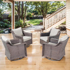 Outdoor Patio Wicker Swivel Chairs - Set of 4 Outside Rattan Rocker Glider Chair Rocking Armchairs for Front Porch Balcony Backyard Yard Deck Poolside Apartment – Brown/Beige