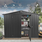 8.2x6.2ft Outdoor Storage Shed, Galvanized Steel Garden Shed with Gable Roof, Lockable Double Doors and 32 Air Vents, Large Utility Tool Storage for Backyard Patio