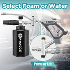 PWACCS Pressure Washer Foam Gun with Dual Connector Accessory, Short Power Washer Gun Foam Cannon and Double Tip Attachment Car Wash Kit, 1/4" Quick Connector, M22 Male Inlet, 4000 PSI, 1.5 Liter