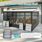 12' x 14' Patio Sun Room Kit, Outdoor Lean-to Enclosed Gazebo, Wall Mounted Solarium, All Season Sunroom Against The Wall with Removable Polycarbonate Roof/Windows, 2 Lockable Sliding Doors