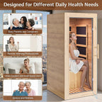 Jocisland 1 Person Infrared Sauna – 746W/110V Red Light, Pre-Warms to 149℉ in 15 Minutes, 106lbs Lightweight Spruce Wood Infrared saunas, Compact Dry Sauna for Home Spa & Apartments