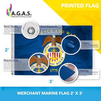 AGAS United States Merchant Marines Flag 2x3 Ft - Printed Durable Polyester US Merchant Marines Garden Flag