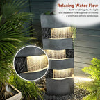 40.5''H Garden Water Fountain Outdoor,4 Tiered Floor Standing Waterfall Outdoor Fountains with LED Lights for Garden, Patio, Backyard, Deck, Porch and Home Art Decor