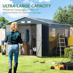 10X10X7.5 FT Outdoor Steel Storage Shed with Lockable Doors, 2 Windows, Frame Floor (No Wood/Other Boards), Ideal for Garden, Backyard, Patio Storage