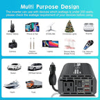 Pure Sine Wave Car Inverter 200 Watt 12V DC to 110V 120V AC Car Power Inverter Converter with 30W PD USB-C & QC3.0 USB-A Fast Charging for Vehicle Truck RV by Leesky