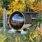 Smartmak Customized Outdoor Barrel Steam Sauna, 2-10 Person Canadian Hemlock/Red Cedar Traditional Wood Sauna Room with 220V ETL-Certified Heater, Backrest Headrest, Rocks, Light Accessories Included