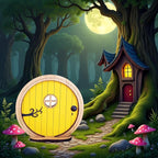 1Pc Fairy Garden Door for Tree, Fairys Doors for Trees Outdoor and Tree Trunk, Mini Fairy Garden Sculpture Lawn Ornament Decor, Fairytales Door Decoration，Gardens Miniatures (Yellow)