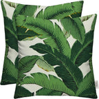 RSH Décor: Set of 2 Square Throw Pillows | Indoor/Outdoor All Weather Polyester Fabric | Decorative Accent Pillows for Patio Furniture | Reversible | 20" x 20" | Swaying Palms Aloe