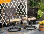 PHI VILLA Patio Swivel Dining Chairs Set of 6, Outdoor Kitchen Garden Metal Chair with Cushions, Patio Furniture Chair with Armrest, Black Frame