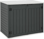 YITAHOME Outdoor Horizontal Storage Sheds w/o Shelf, Weatherproof Resin Tool Shed, Multi-Opening Door for Storage of Bike, Trash Cans, Garden Tools, 35 cu ft, Waterproof, Lockable, Dark Gray