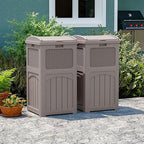 Patiowell 36 Gallon Outdoor Trash Can, Resin Outdoor Garbage Can with Lid for Patio, Backyard, Deck, Light Brown （2 Pack）