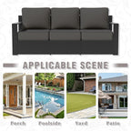 Aluminum Patio Sofa - 3-Seater Outdoor Sofa with 6" Thick Water-insistant Cushions, All-Weather Use Frame, Removable Cover, Ideal for Garden, Poolside (Grey)