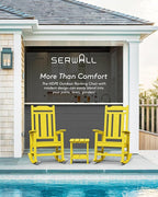 SERWALL Outdoor Rocking Chair Set of 2, Patio Rocking Chairs Set, HDPE Rocking Chair Outdoor for Adults, Heavy Duty Front Porch Rocker, Yellow