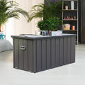 LANTRO JS Deck Box 100 Gallon, Patio Storage Cabinet, Waterproof Outdoor Storage, Resin Lid Metal Patio Storage Bin with Lockable, Dark Gray