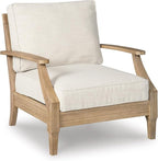 Signature Design by Ashley Carter Hall Outdoor Eucalyptus Neutral Patio Lounge Chair with Thick Performance Fabric Cushion, Beige