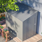 4x8 FT Outdoor Storage Shed,Lean to Lockable Metal Garden Shed Steel with Reinforced Beams,All Weather Waterproof Storage House W/Lockable Door&2 Air Vents,for Backyard,Patio,Lawn,Garden,Gray