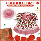 Lolita Goose Outfit Set for 23'' H Plastic Porch Cement Statue Cute Lolita Skirt Fall Spring Summer Goose Costume for Indoor Outdoor Yard Lawn Patio Art Decor(Apple)