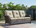 HUMMUH Outdoor Patio Furniture 6 Pieces Furniture Set Wicker Outdoor Sectional Couch with Patio Swivel Glider Chairs,Side Table,Ottomans for Patio
