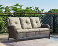 HUMMUH 3-Seat Outdoor Wicker Sofa PE Rattan Patio Couch with Cushions,Deep Seat High Curved Back Armset Patio Sofa