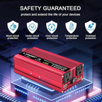 Power Inverter 700W/1500W (Peak) Dual AC Outlets and USB Charging Port DC 12V to 110V AC Car Converter Inverter for Home Car RV Truck Camping