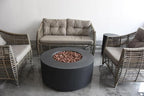 AMS Fireplace | Modeno Venice Package | Black Liquid Propane Gas Fire Pit Table for Outdoor Patio Bundle with Tank Cover, Wind Guard, and SS Burner Lid | Free Rubber Mat & Ice Bucket