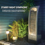 Indoor Water Fountain Modern Curved Faux Slate Waterfall Fountain with LED Lighting 42.5 Inch Tall Tiered Waterfall for Garden Patio Backyard Decor - Durable and Weather- Resistant Design