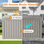 Outdoor Storage Box - Lockable Waterproof UV-Resistant Resin Deck Box for Patio Cushions, Pool Accessories (Grey, 180 Gallon)