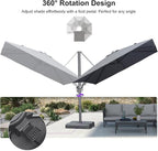 PURPLE LEAF 8' X 8' Left-Right Tilting Outdoor Patio Umbrella Swivel Offset Cantilever Rectangle Aluminum Umbrella with UV Resistant Heavy Duty for Deck Pool Patio Backyard, Graphite Grey