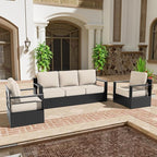 3 PCS Aluminum Patio Conversation Set - Outdoor 3-Seater Sofa, 2 Fixed Chair with 6" Thick Water-insistant Cushions, All-Weather Use Frame, Removable Cover, Ideal for Garden, Poolside (Beige)