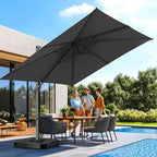 Hotime 10x10ft Large Cantilever Patio Umbrellas - Upgrade and Intensify - with 360 Rotation and 5 Angles Adjustment - Aluminum Offset Pool Umbrella Square Outdoor Umbrella for Patio Garden