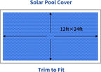 BigXwell Solar Pool Cover, Blue 16-mil 12 x 24 Foot Rectangle Solar Blanket for In-Ground Pools, 1600 Series Heavy-Duty Insulating Pool Heater Covers for Swimmer