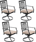 Sophia & William Outdoor Metal Swivel Chairs Set of 4 Patio Dining Rocker Chair with Cushion Furniture Set for Garden Backyard Bistro, 300 lbs